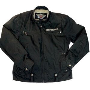 Harley Davidson size L black soft shell riding jacket black skull & wings logo